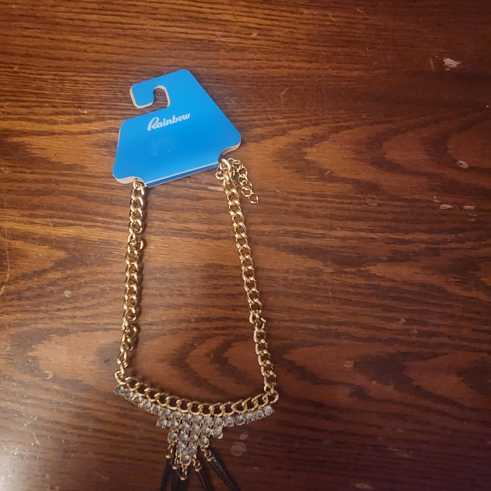 Rainbow Gold Necklace with Crystal Details